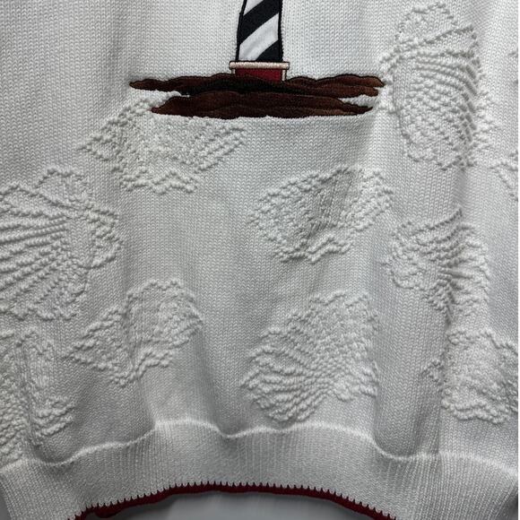 Cabela’s Vintage 90's Women's Lighthouse 1/2 Zip Embossed Sweater Cotton Size XL - Picture 4 of 11